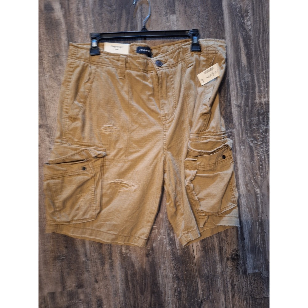 Aero Cargo Shorts Mens Size 34 Khaki Distressed Casual NWT